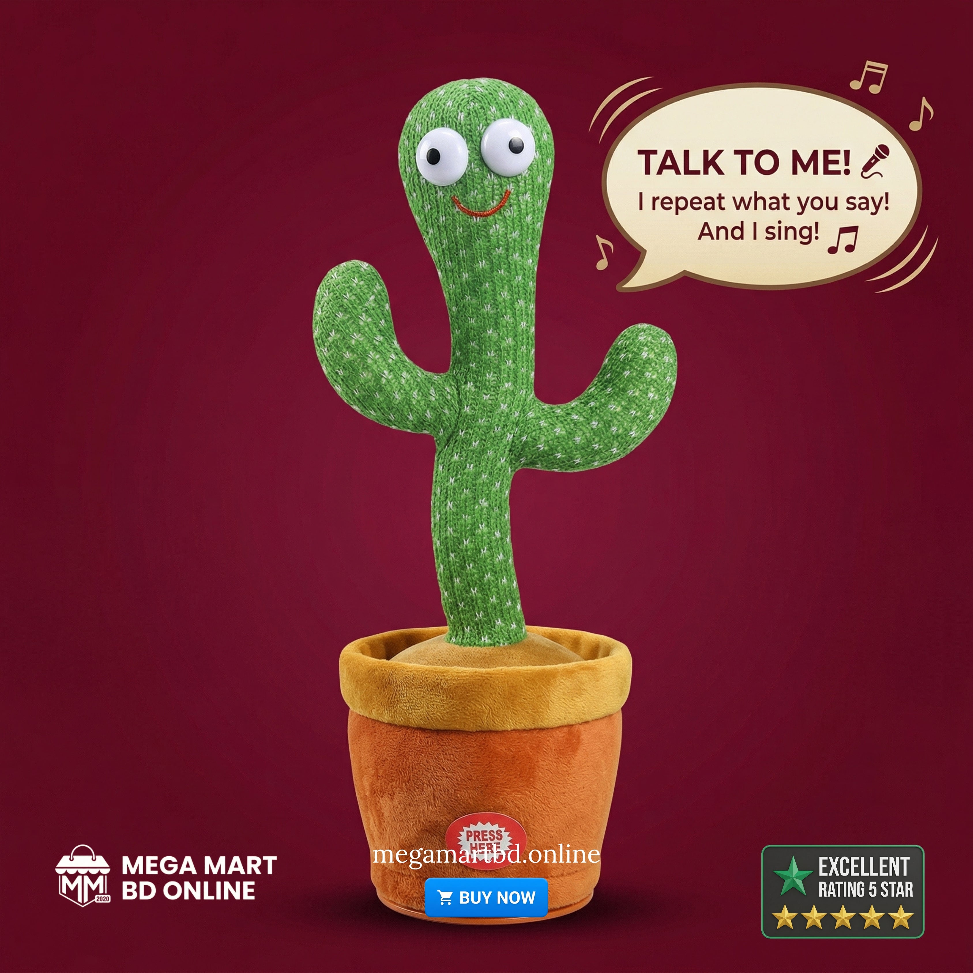 Kids Dancing Talking Cactus Toys