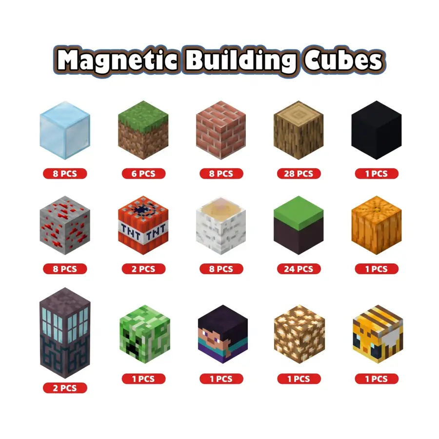 100 Pcs Minecraft Magnetic Cubes - Image 2